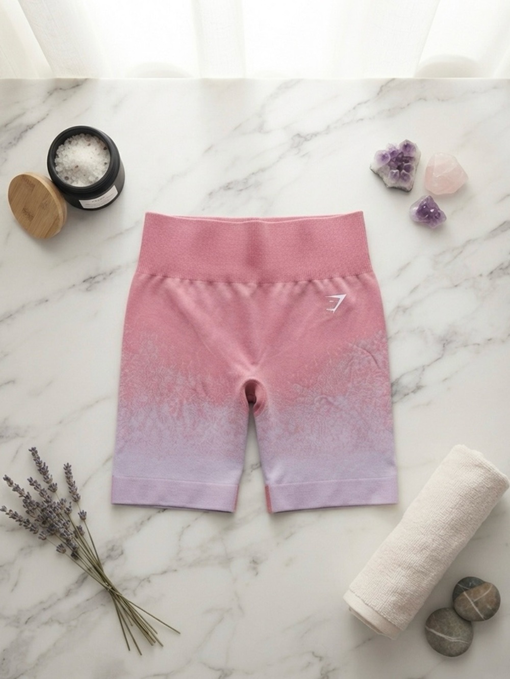 Gymshark Pink to Lilac Ombre Kids Bike Shorts